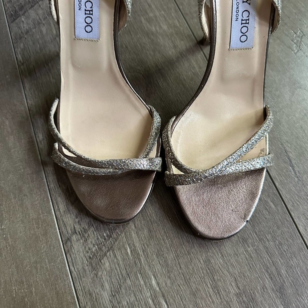 Jimmy Choo India Metallic Gold Heels EU 39 1/2 NWOB - Picture 4 of 5